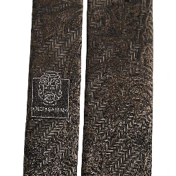 Men Brown Paisley 100% Silk Adjustable Tied Necktie Tie