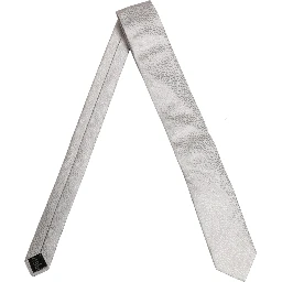 Men Gray 100% Silk Textured Adjustable Tied Necktie Tie