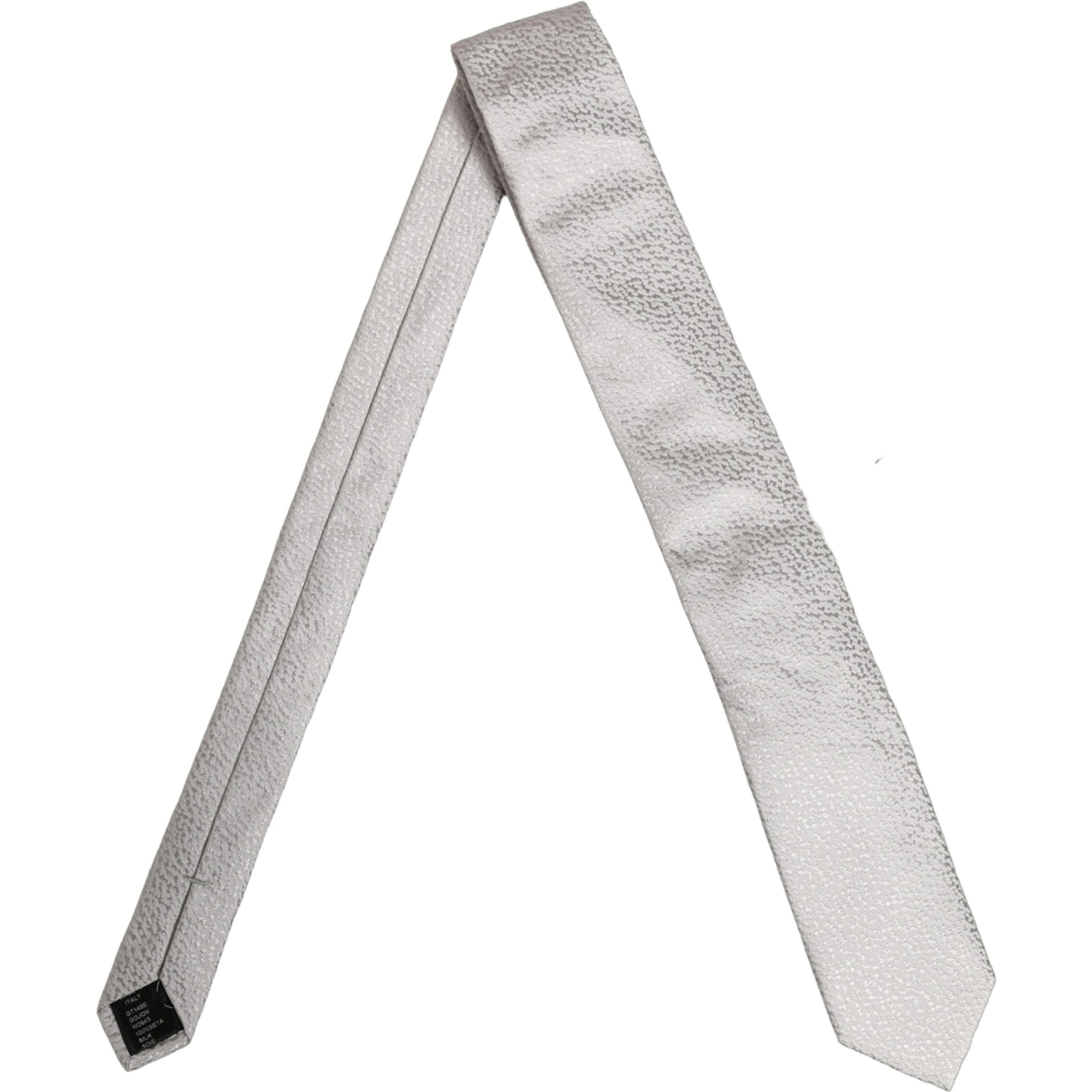 Men Gray 100% Silk Textured Adjustable Tied Necktie Tie