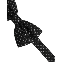 Men Black Patterned Adjustable Neck Papillon Bow Tie