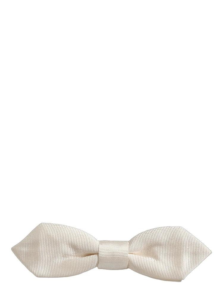 Men White 100% Silk Adjustable Neck Papillon Bow Tie