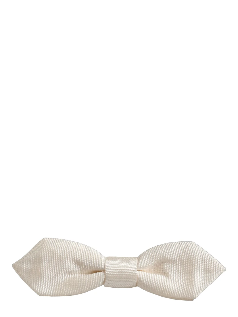 Men White 100% Silk Adjustable Neck Papillon Bow Tie