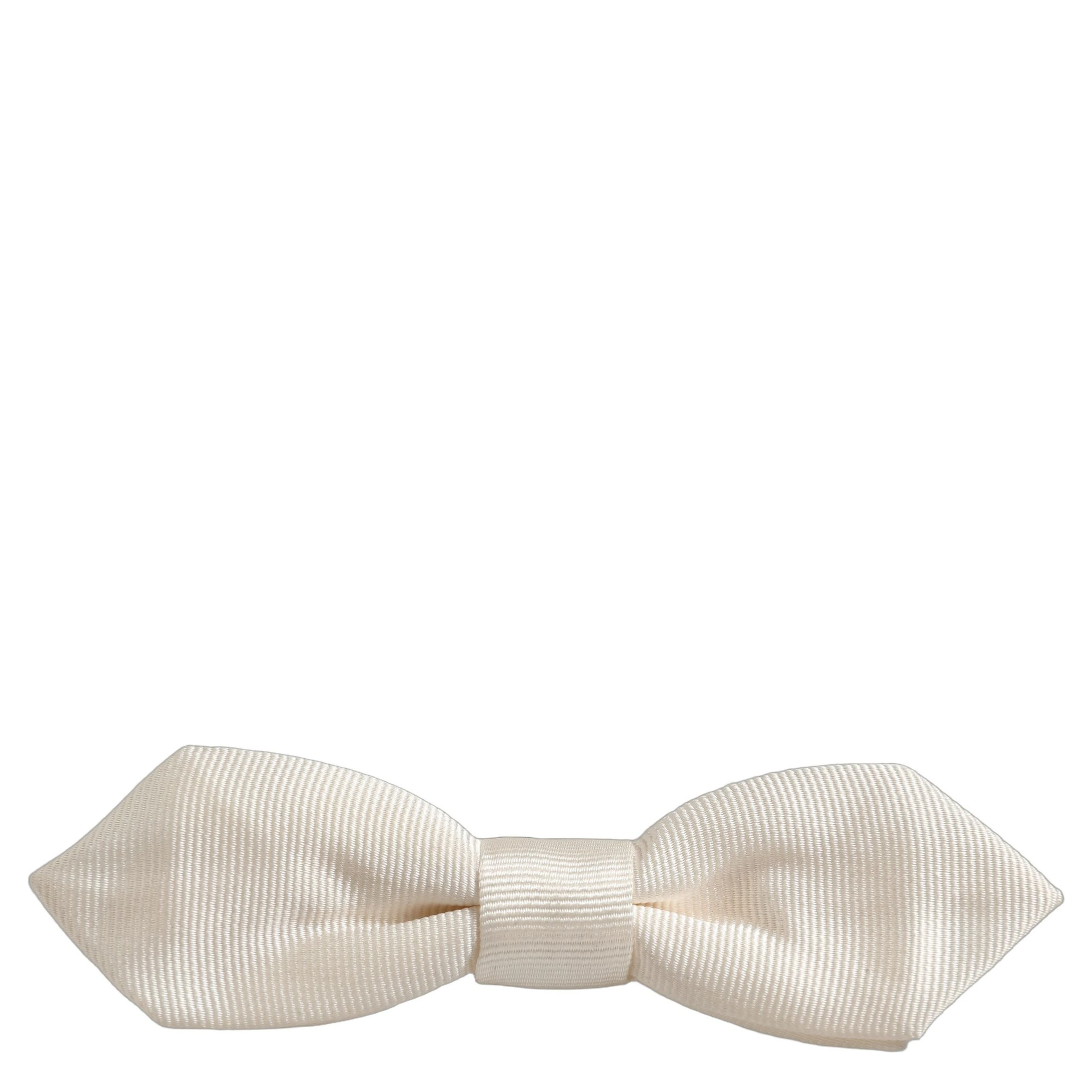 Men White 100% Silk Adjustable Neck Papillon Bow Tie