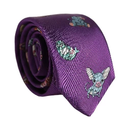 Men Purple Animal Print Adjustable Tied Necktie Tie