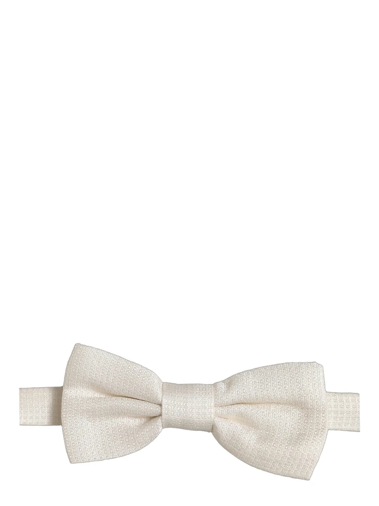 Men Off White Silk Adjustable Neck Papillon Bow Tie alternative