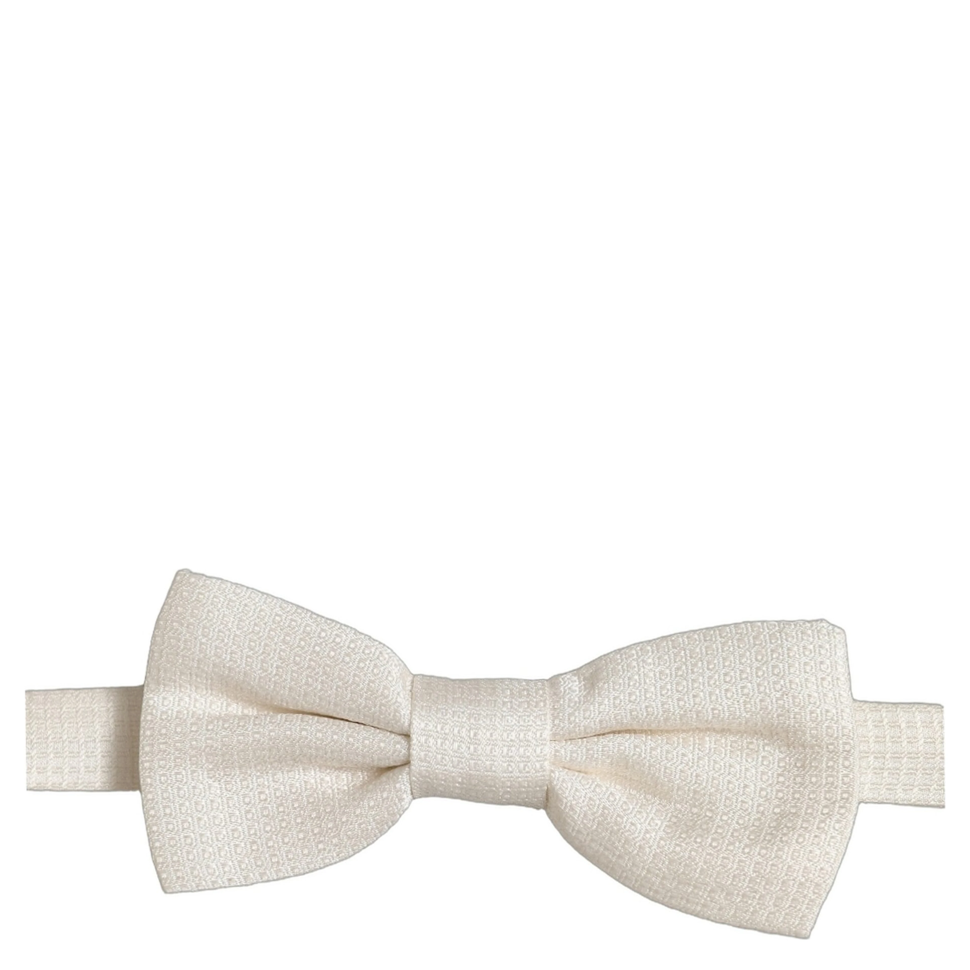 Men Off White Silk Adjustable Neck Papillon Bow Tie