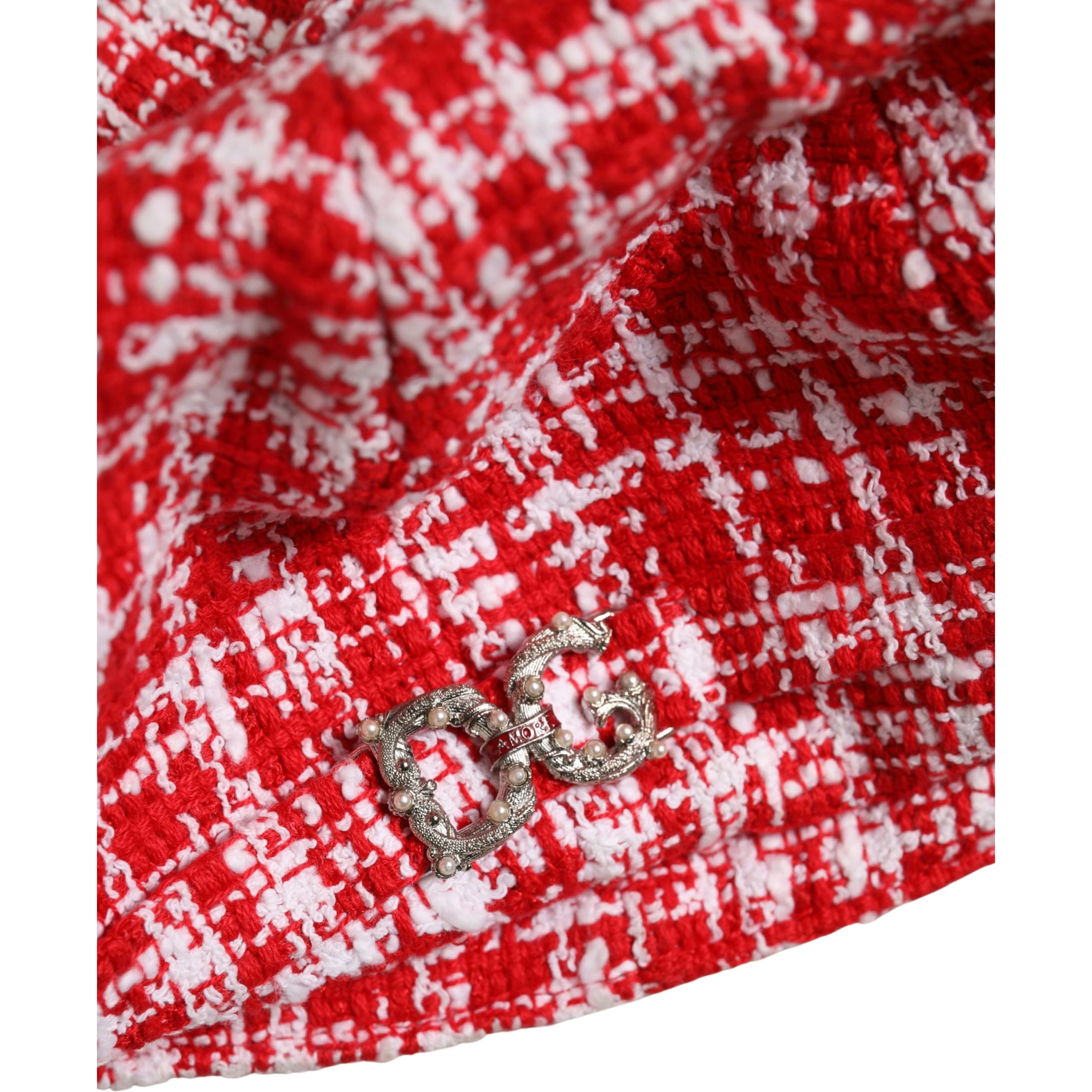 Red White Tweed Textured Baker Boy Capello Hat