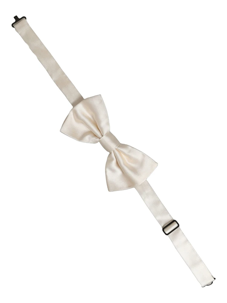 Men White 100% Silk Adjustable Neck Papillon Bow Tie alternative