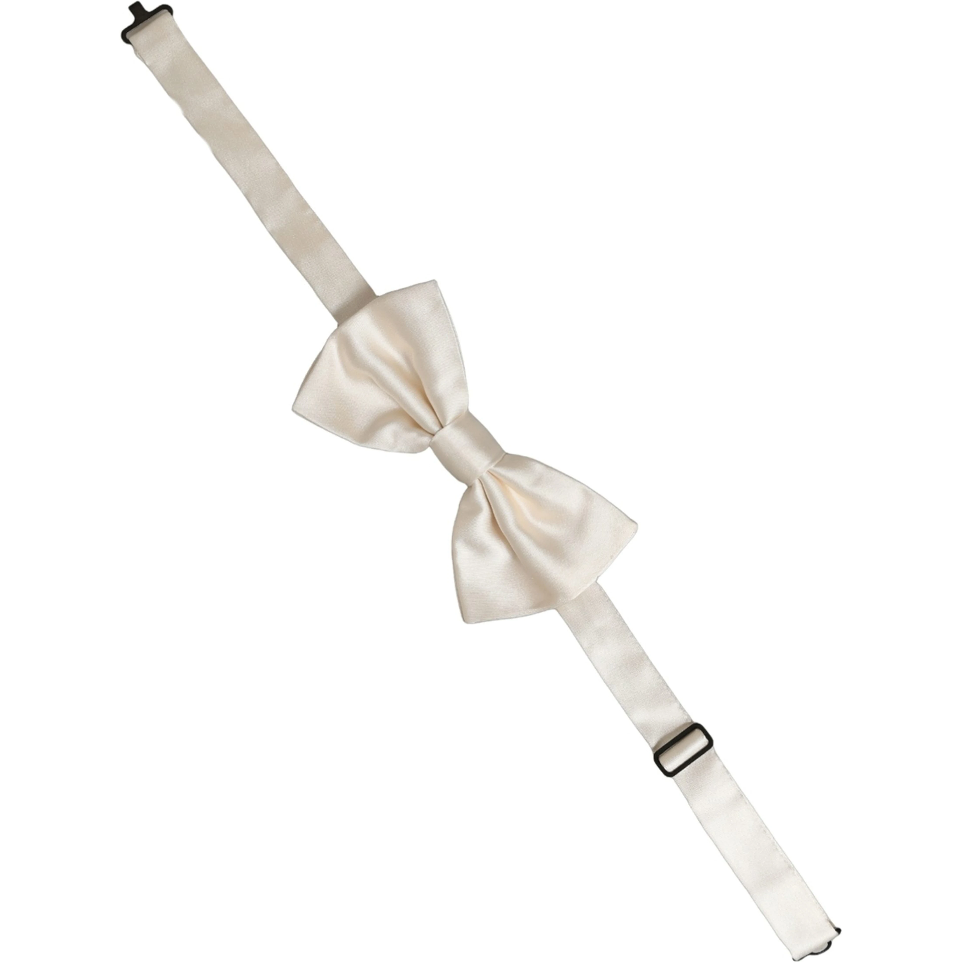 Men White 100% Silk Adjustable Neck Papillon Bow Tie