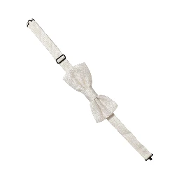 Men Off White Silk Adjustable Neck Papillon Bow Tie