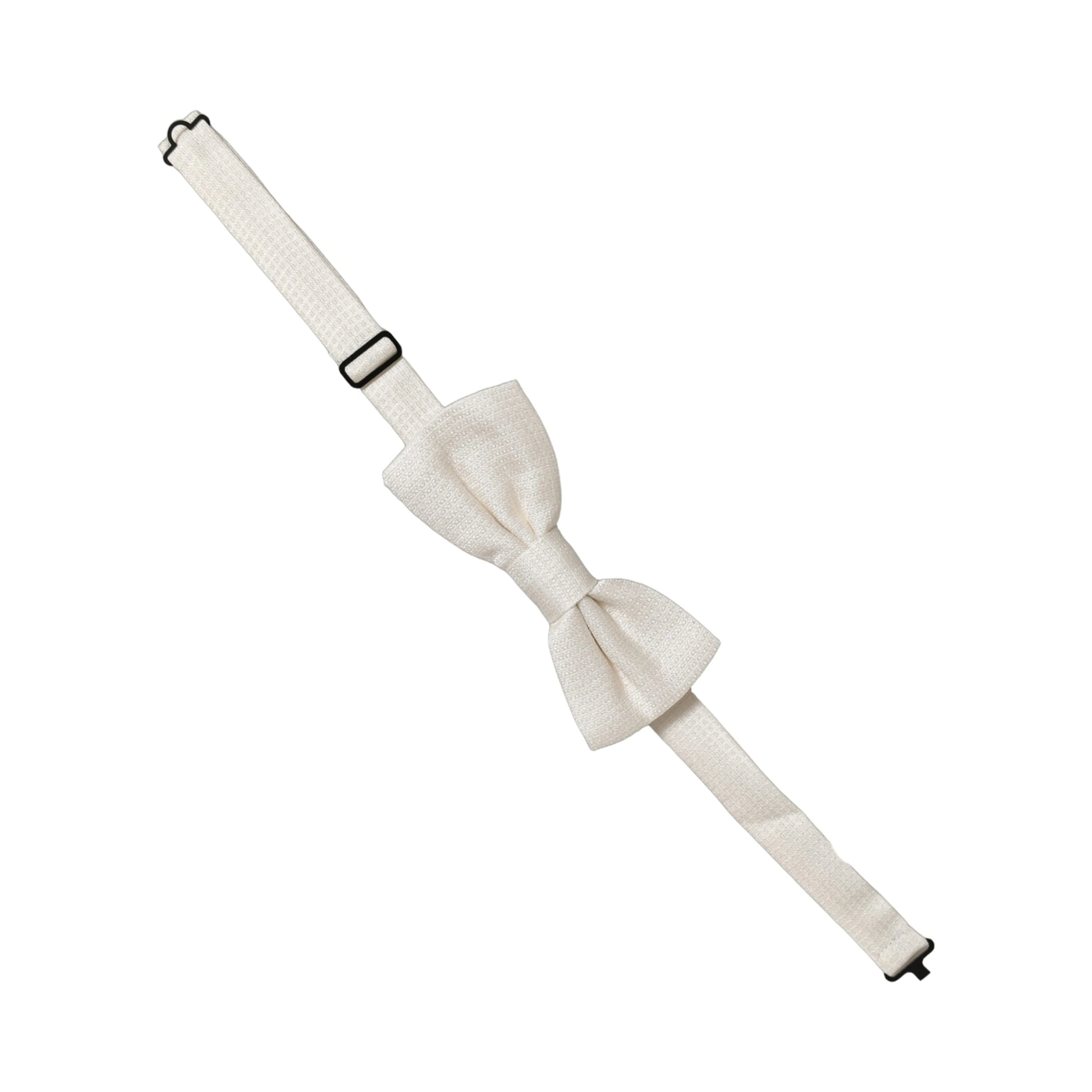 Men Off White Silk Adjustable Neck Papillon Bow Tie