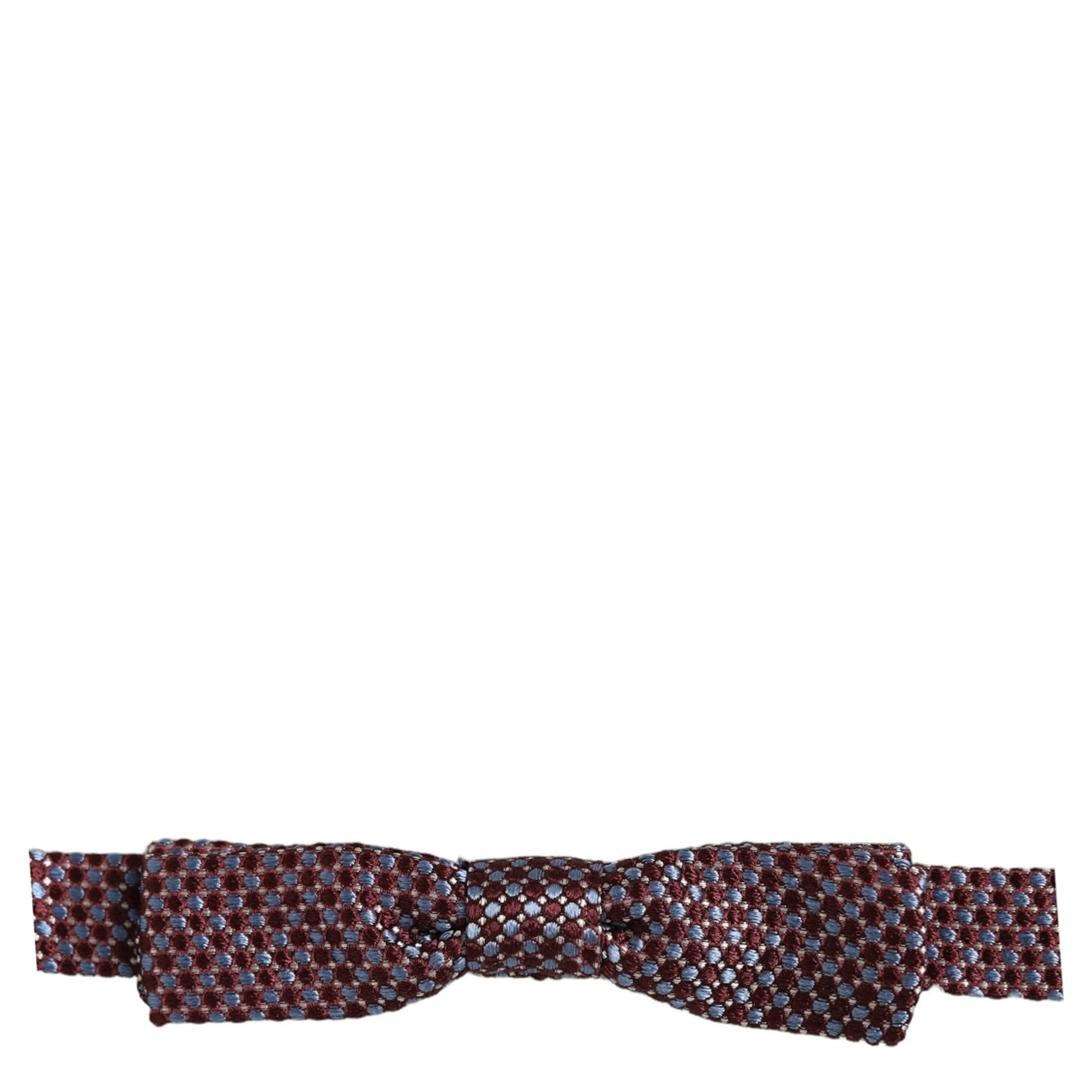 Blue Burgundy Woven Adjustable Neck Papillon Bow Tie