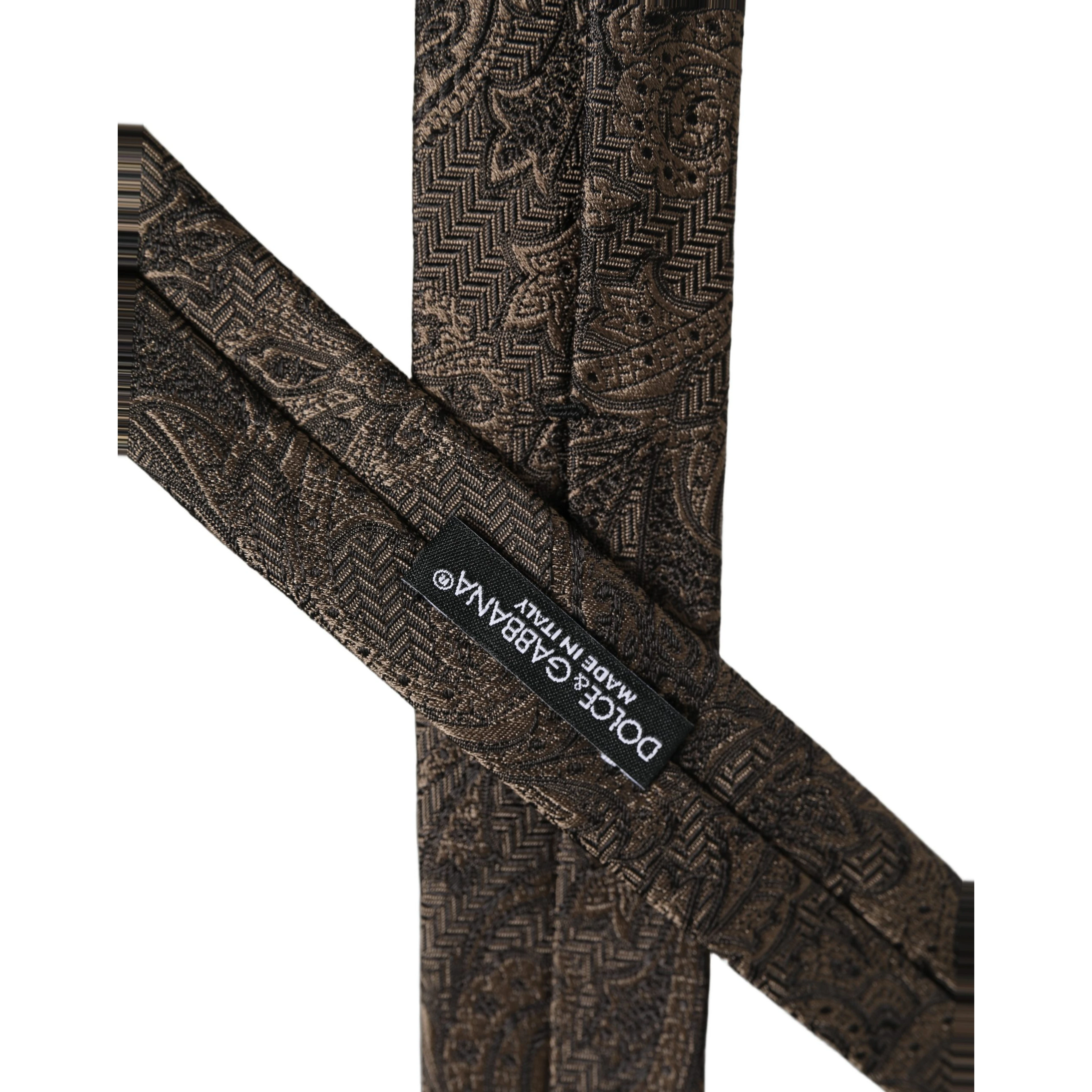 Men Brown Paisley 100% Silk Adjustable Tied Necktie Tie