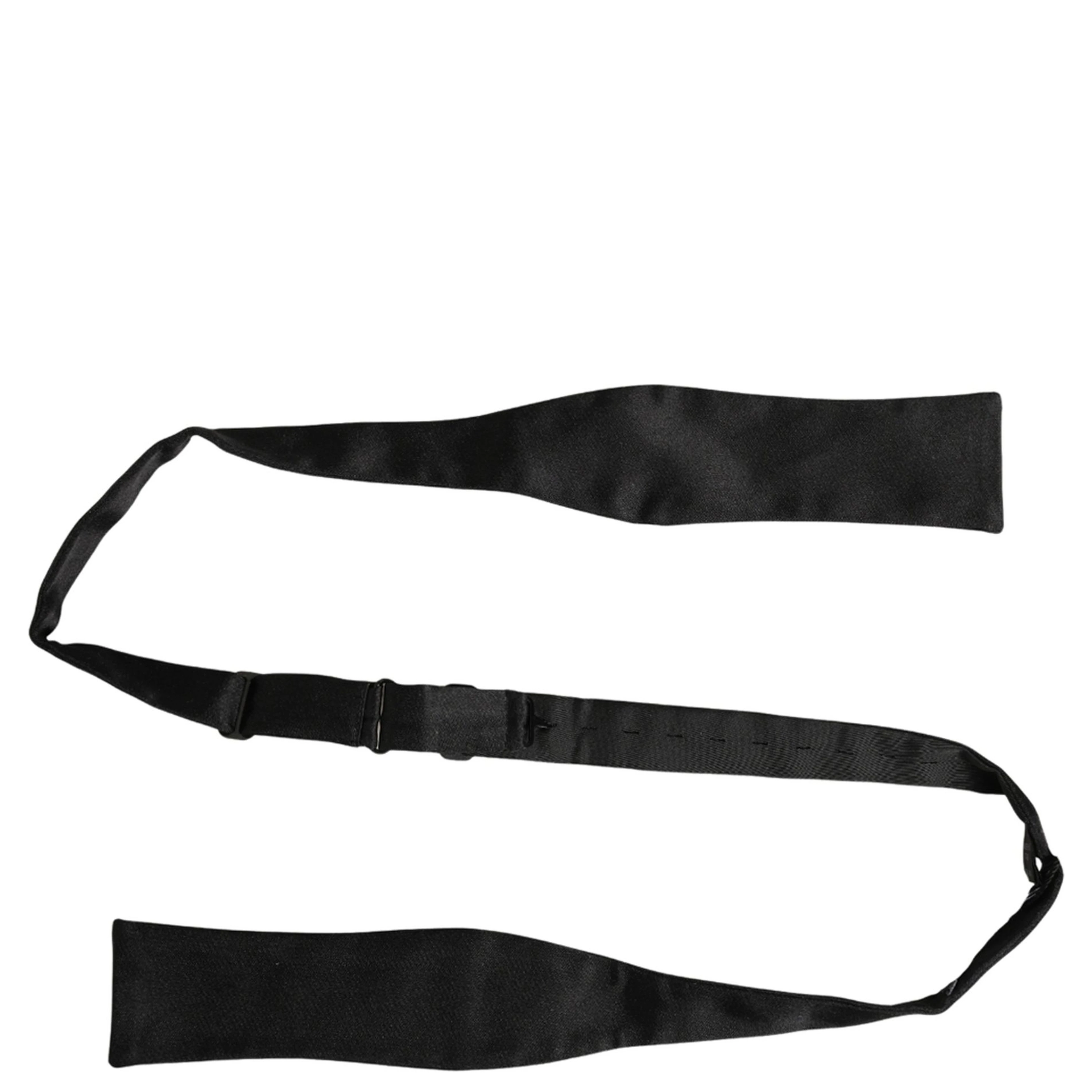Men Black 100% Silk Adjustable Neck Papillon Bow Tie