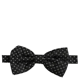 Men Black Patterned Adjustable Neck Papillon Bow Tie