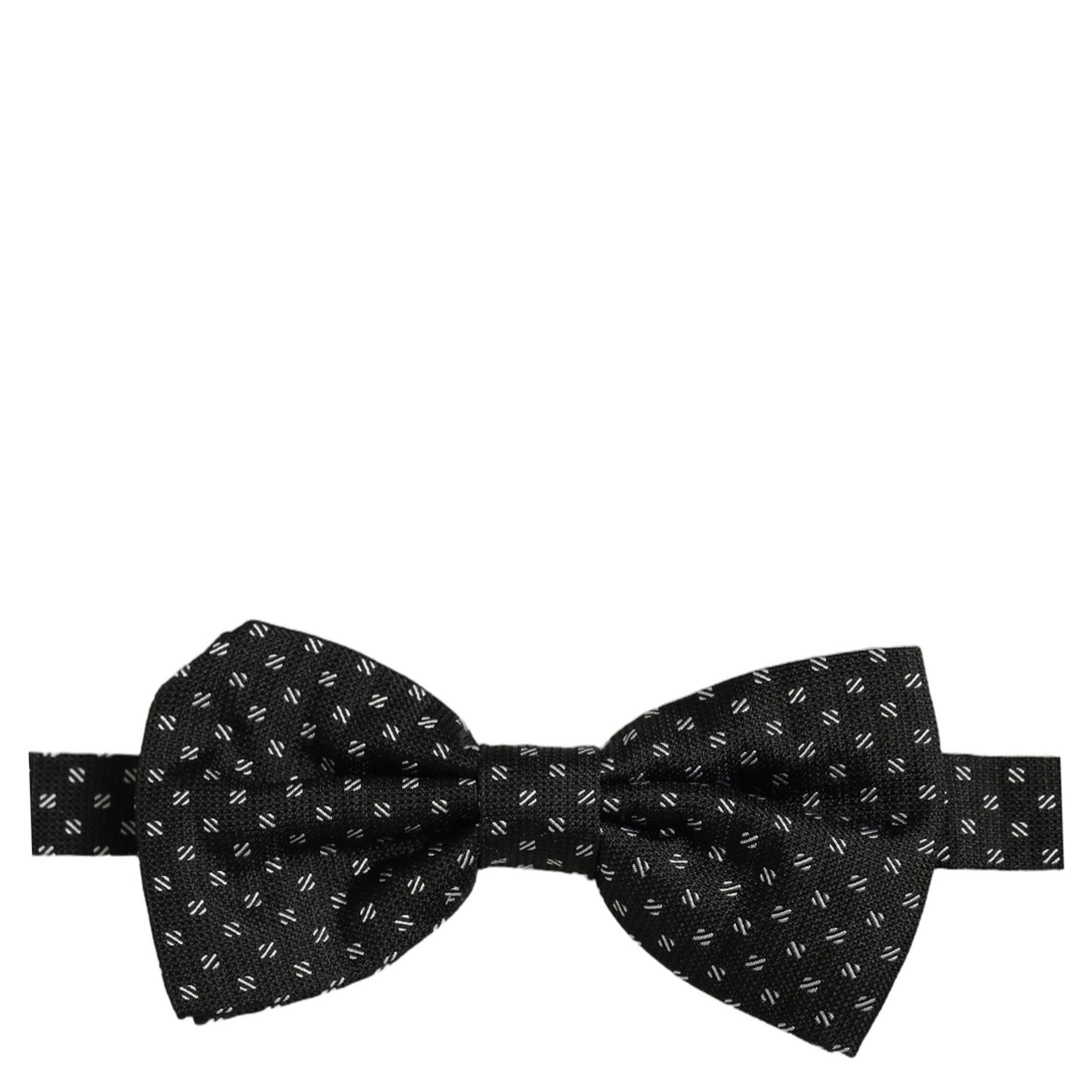 Men Black Patterned Adjustable Neck Papillon Bow Tie