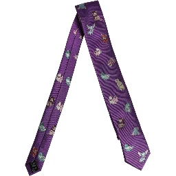 Men Purple Animal Print Adjustable Tied Necktie Tie