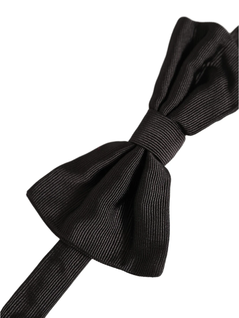 Men Black 100% Silk Adjustable Neck Papillon Bow Tie