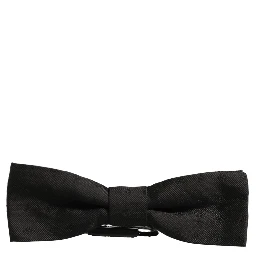 Men Black 100% Silk Adjustable Neck Papillon Bow Tie