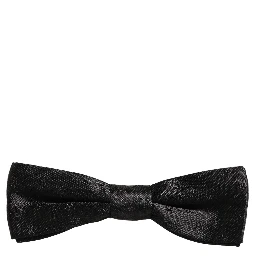 Men Black Floral Silk Adjustable Neck Papillon Bow Tie