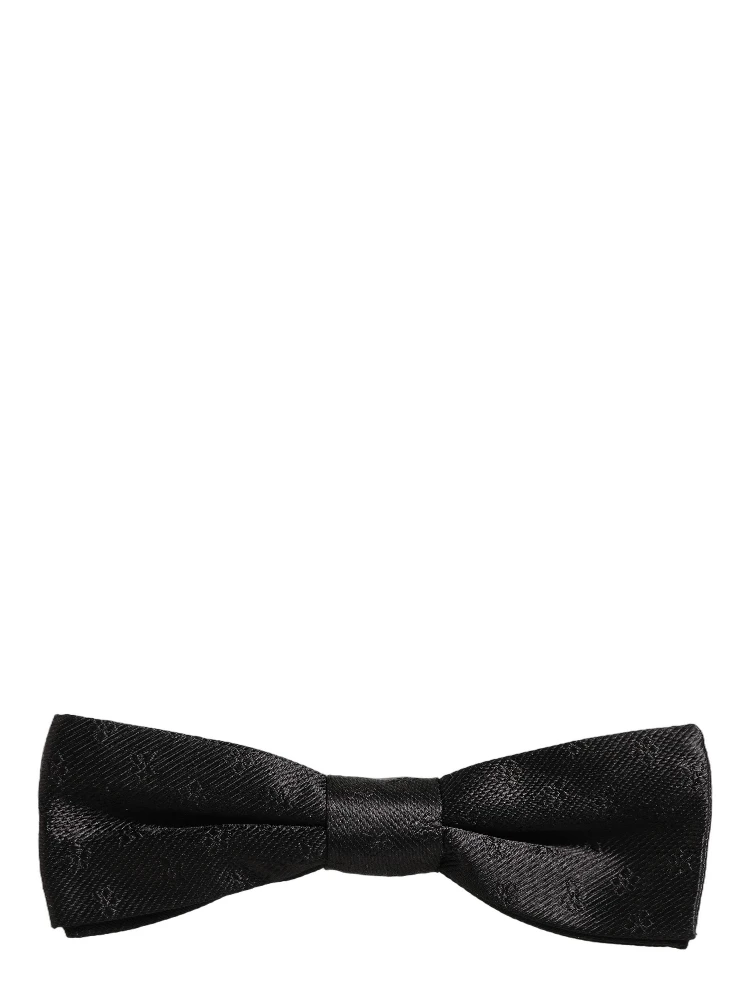 Men Black Floral Silk Adjustable Neck Papillon Bow Tie