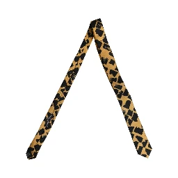 Men Black Yellow Patterned Adjustable Tied Necktie Tie