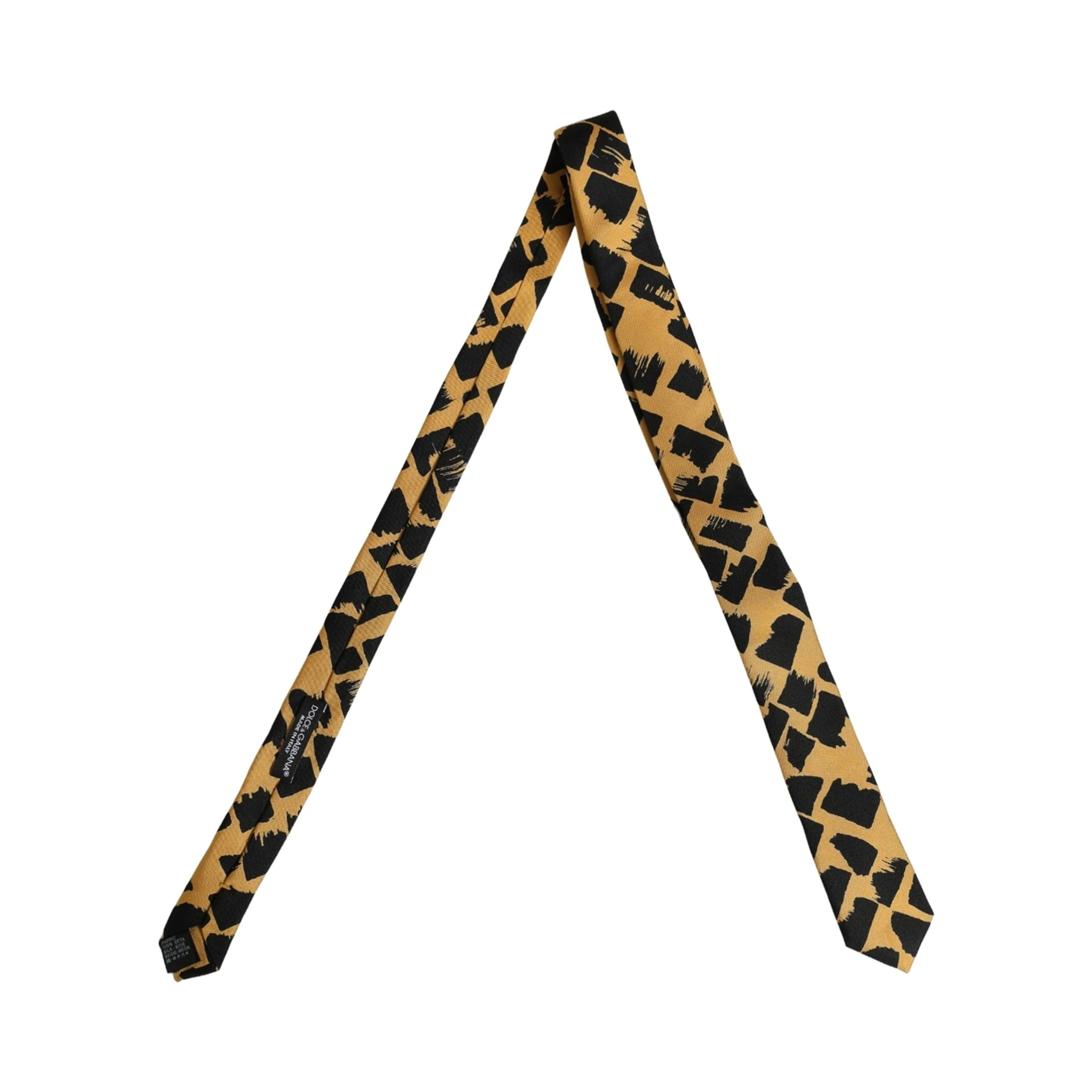 Men Black Yellow Patterned Adjustable Tied Necktie Tie