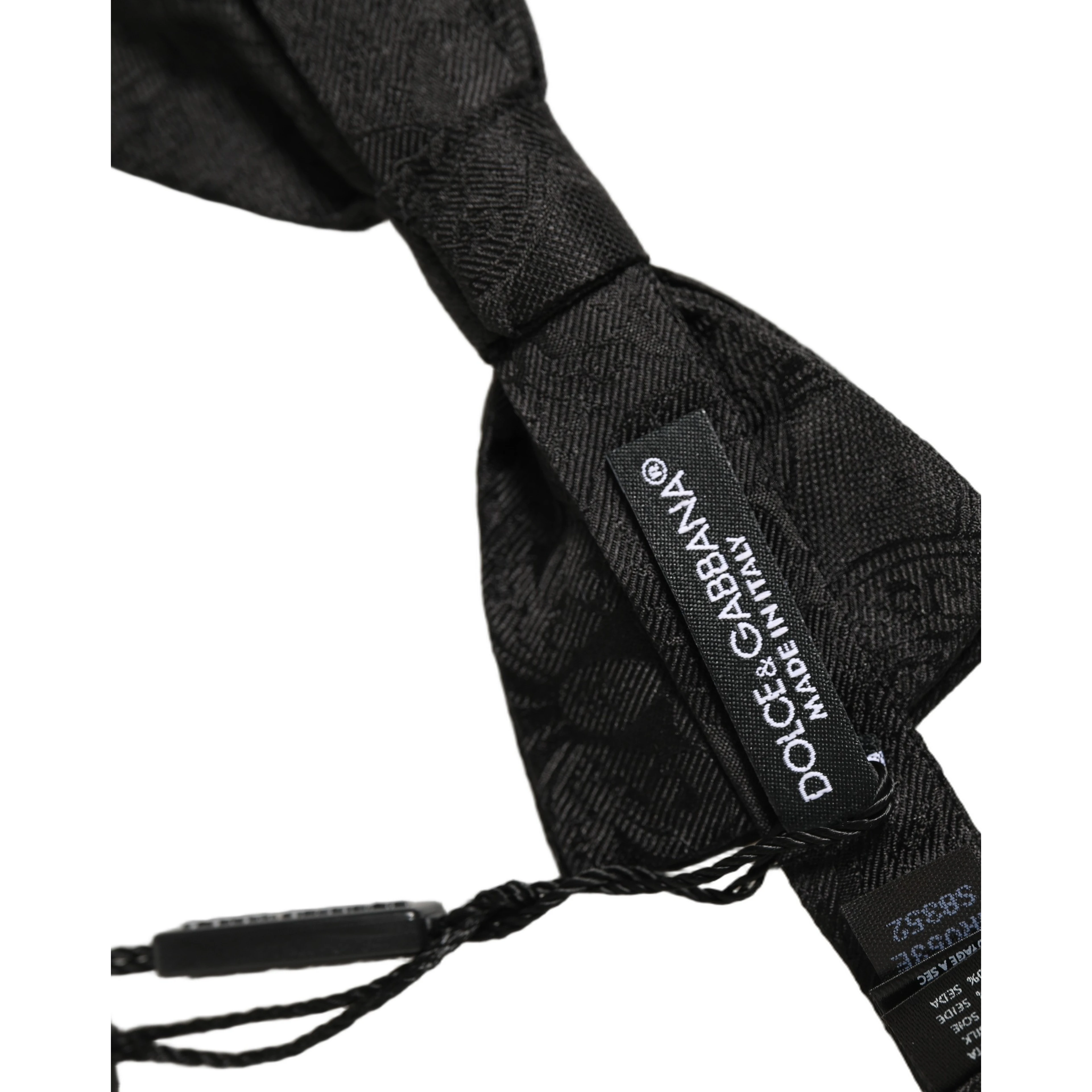 Men Black Paisley Silk Adjustable Neck Papillon Bow Tie