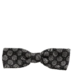 Black White Geometric Silk Adjustable Neck Papillon Bow Tie