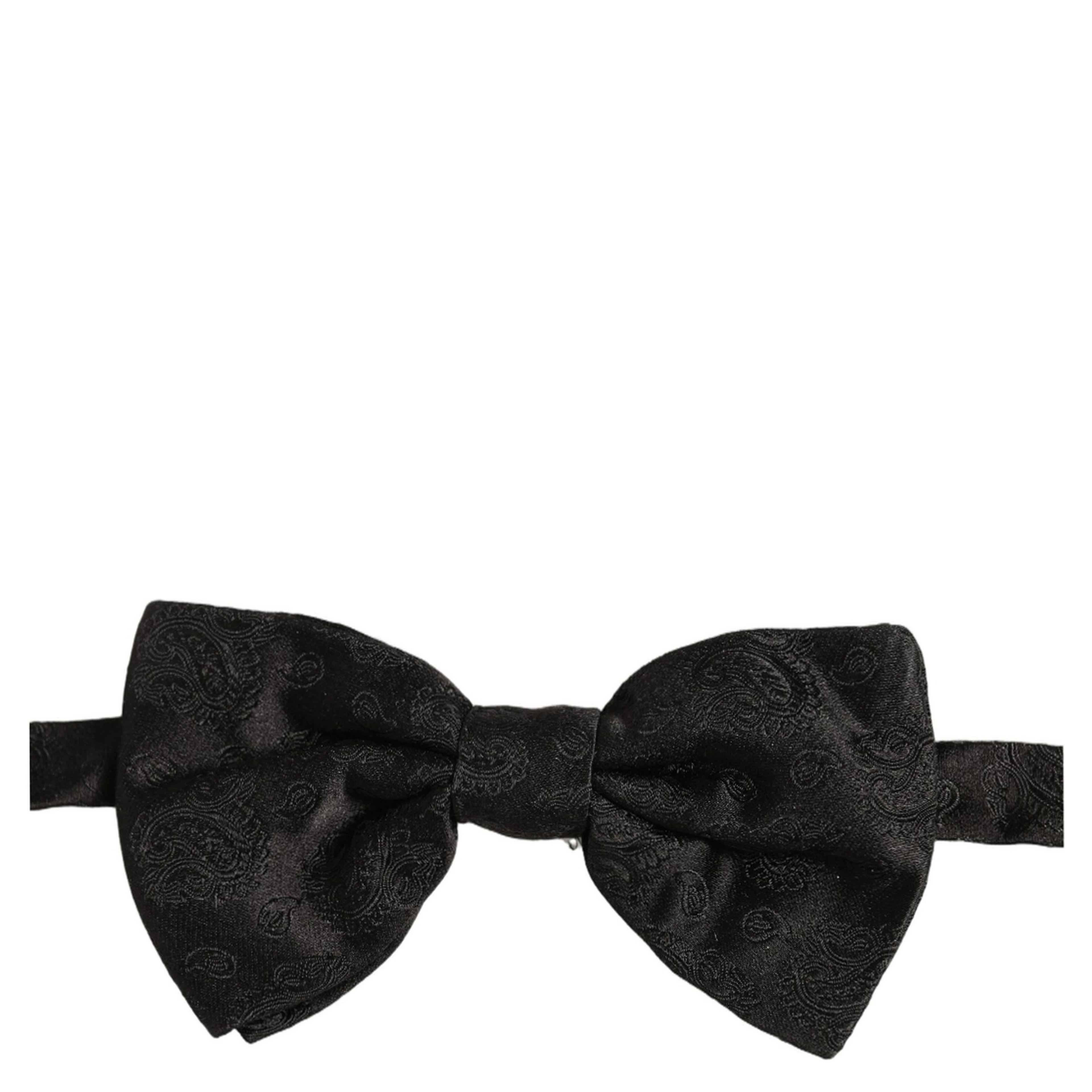 Men Black Paisley Silk Adjustable Neck Papillon Bow Tie
