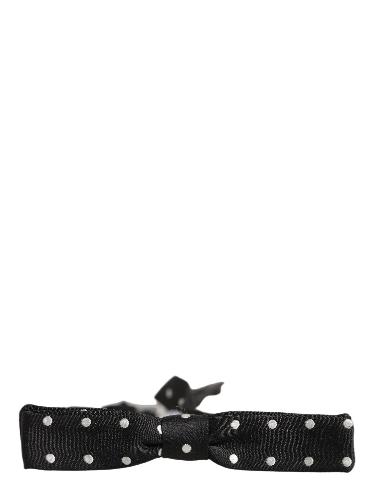 Black White Polka Dot Adjustable Neck Papillon Bow Tie