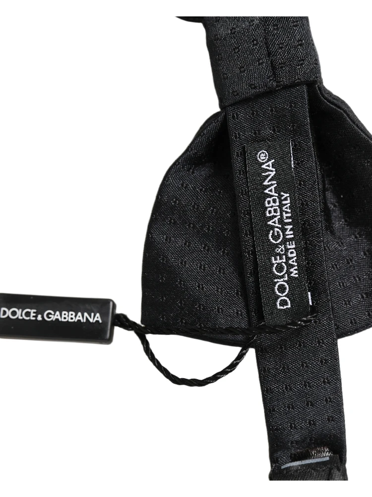 Men Black 100% Silk Adjustable Neck Papillon Bow Tie