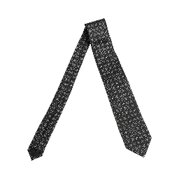 Men Black DG Logo 100% Silk Adjustable Tied Necktie Tie