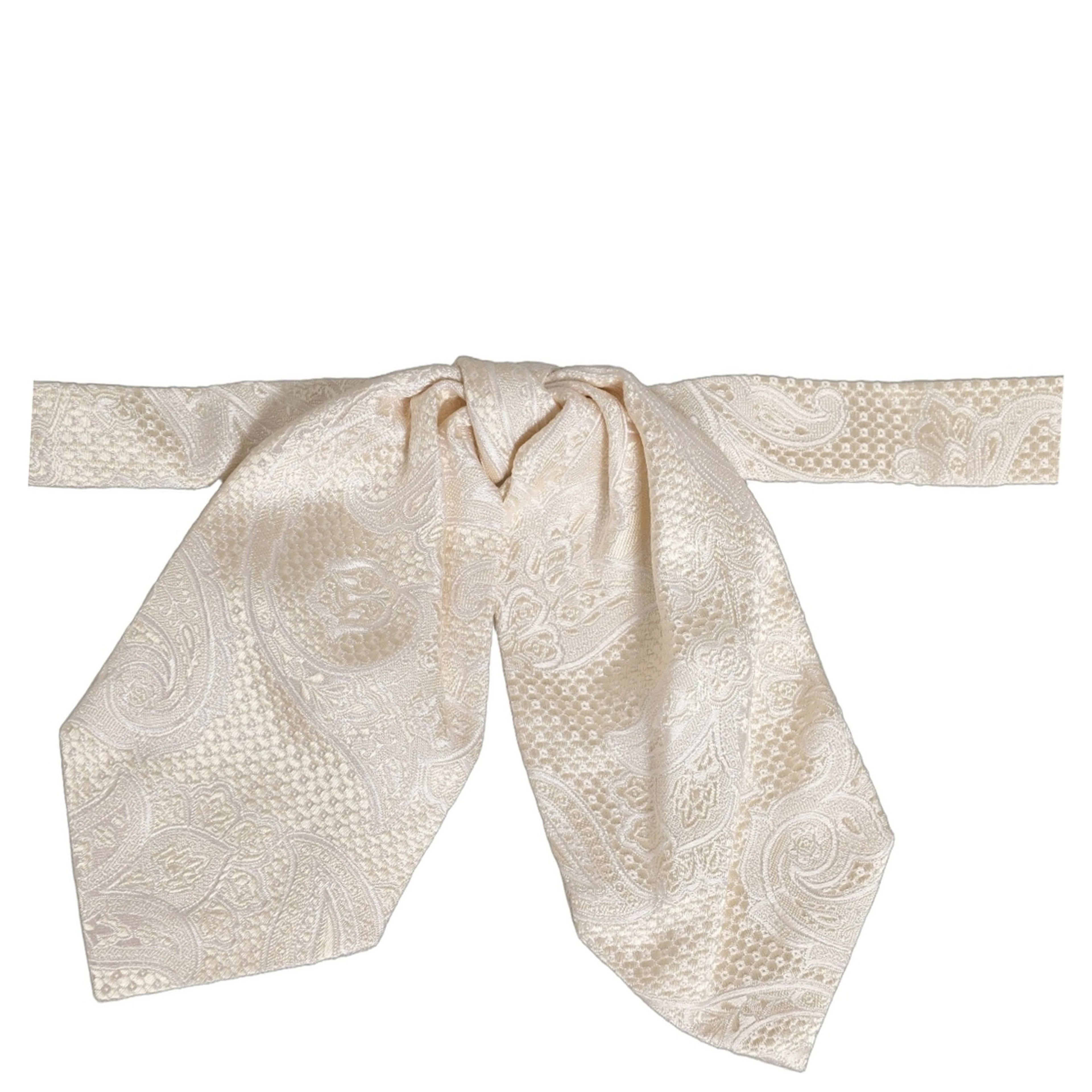 Men Ivory Paisley SIlk Adjustable Neck Papillon Bow Tie