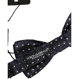Black White Polka Dot Adjustable Neck Papillon Bow Tie