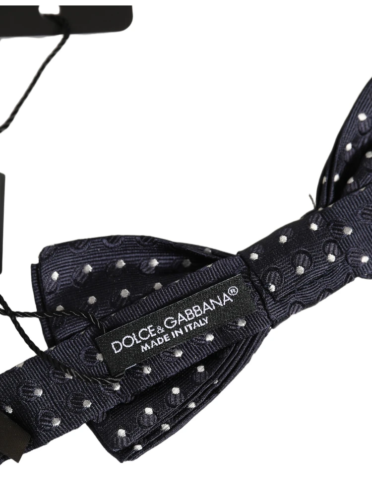 Black White Polka Dot Adjustable Neck Papillon Bow Tie