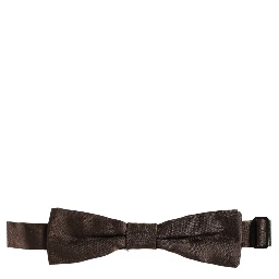 Men Brown 100% Silk Adjustable Neck Papillon Bow Tie
