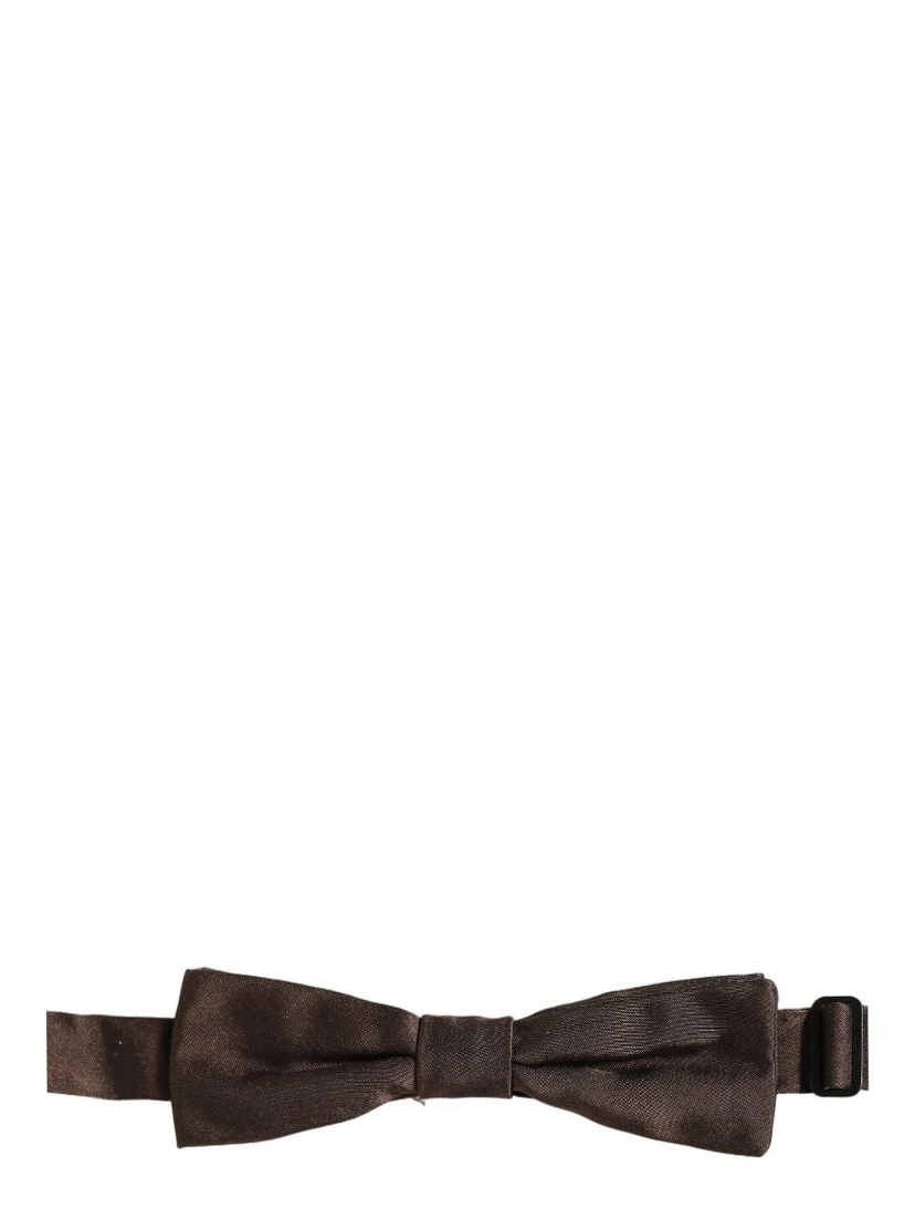 Men Brown 100% Silk Adjustable Neck Papillon Bow Tie