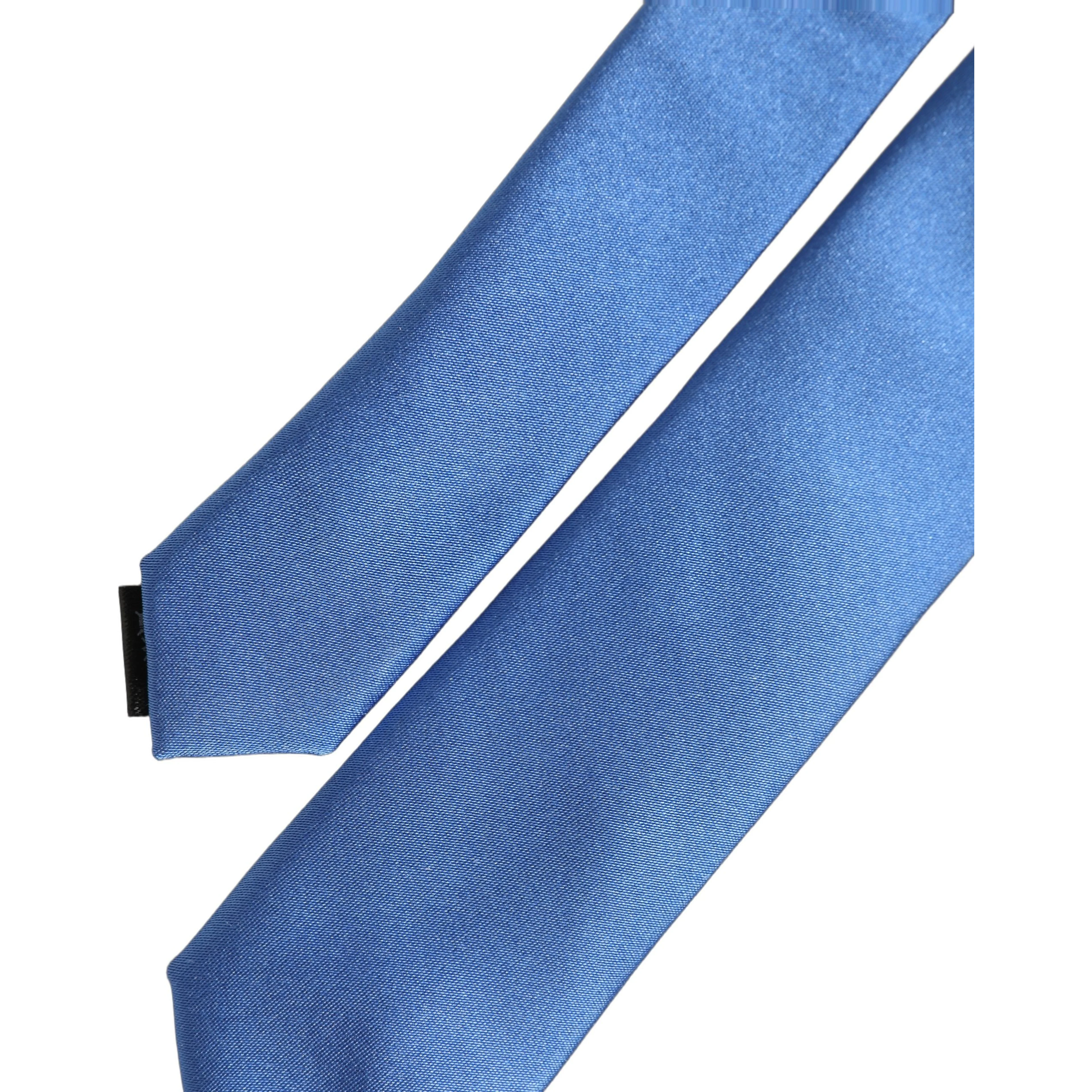 Men Blue 100% Silk Satin Adjustable Tied Necktie Tie