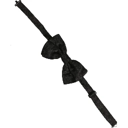 Men Black Paisley Silk Adjustable Neck Papillon Bow Tie