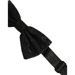 Men Black Paisley Silk Adjustable Neck Papillon Bow Tie