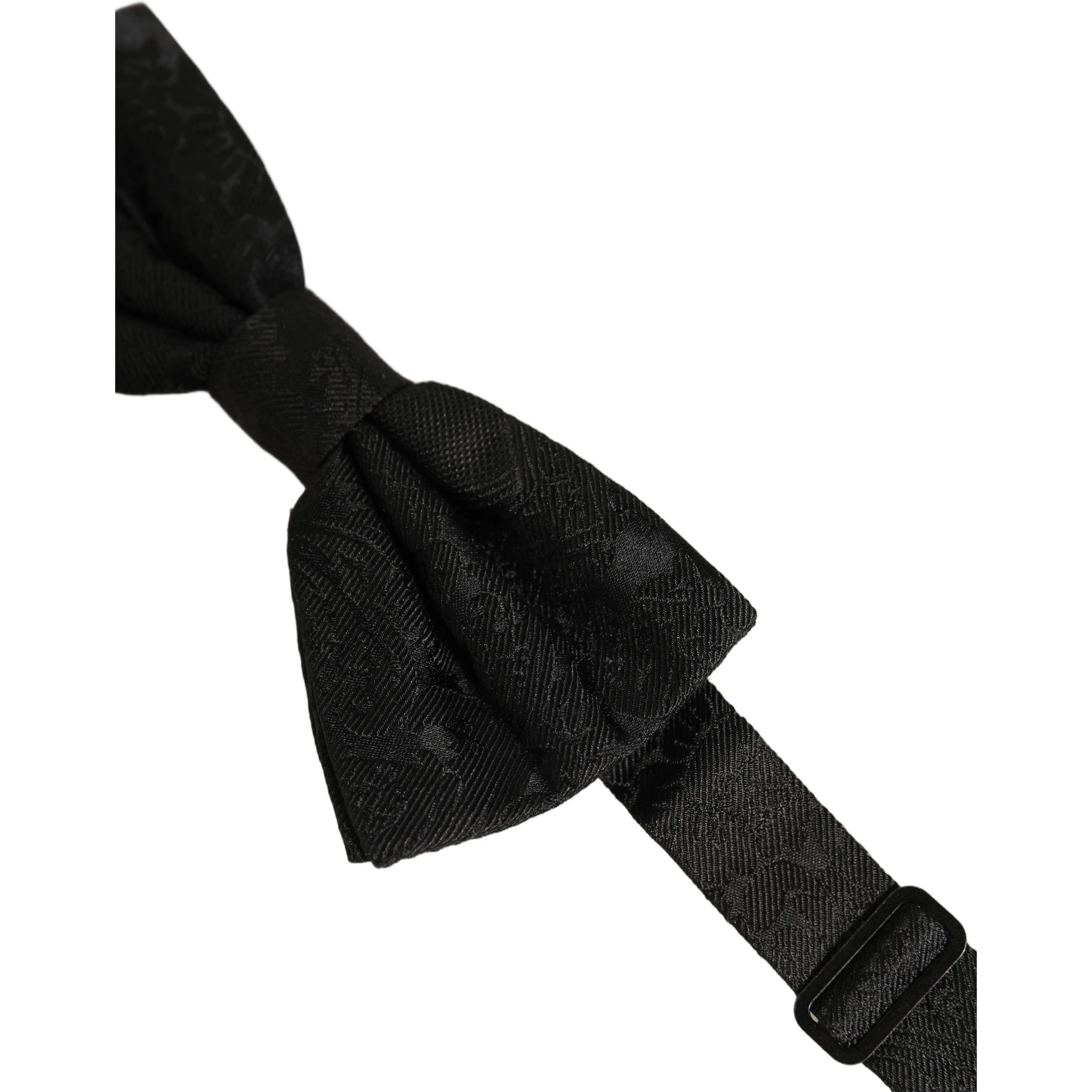 Men Black Paisley Silk Adjustable Neck Papillon Bow Tie