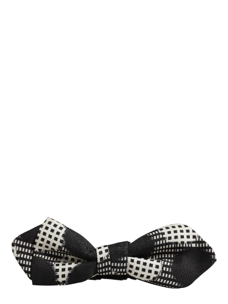 Black White Checkered Adjustable Neck Papillon Bow Tie
