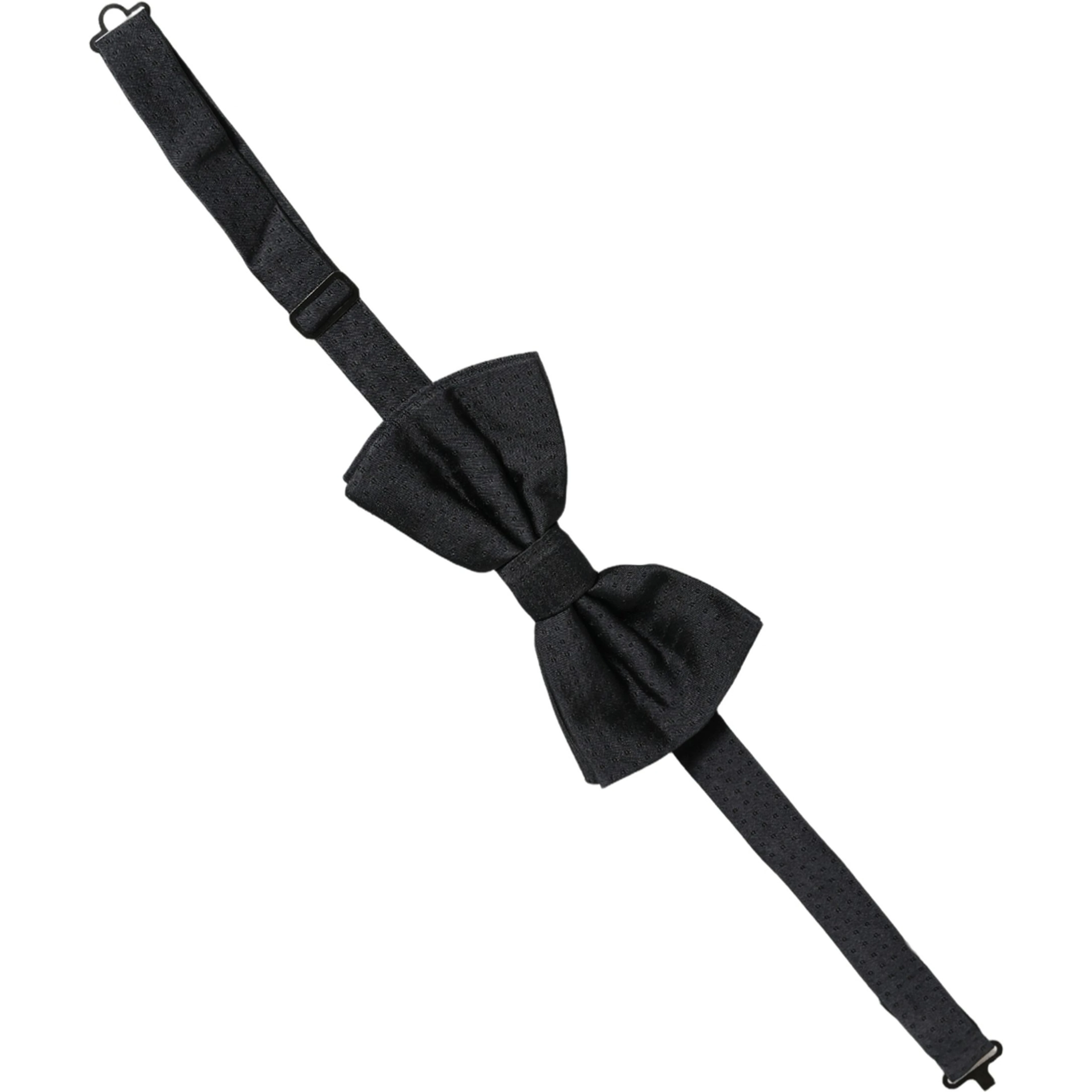 Men Black 100% Silk Adjustable Neck Papillon Bow Tie