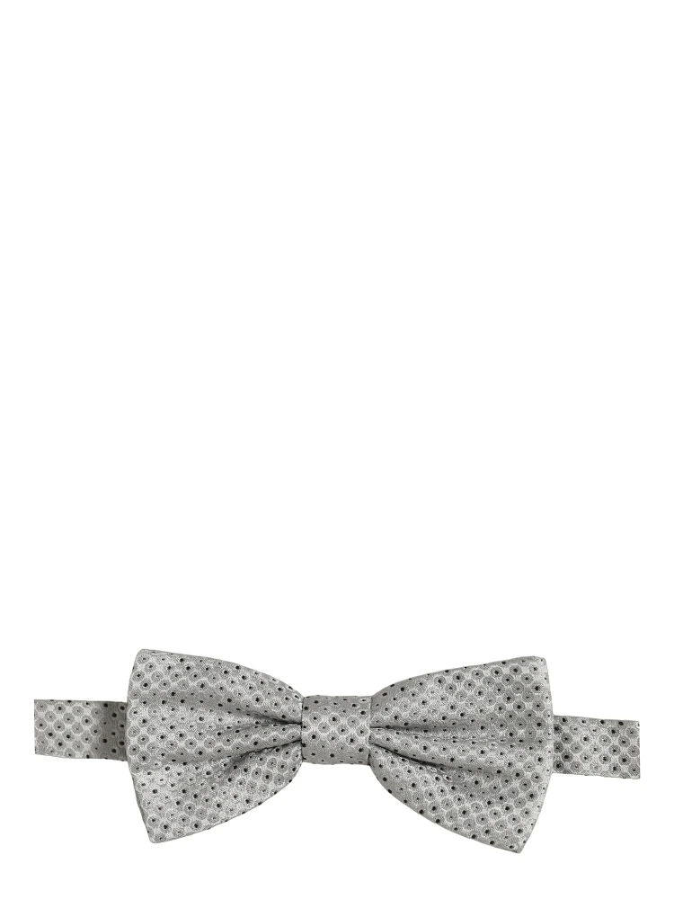 Men Black Gray Polka Dot Adjustable Neck Papillon Bow Tie