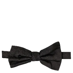 Men Black 100% Silk Adjustable Neck Papillon Bow Tie