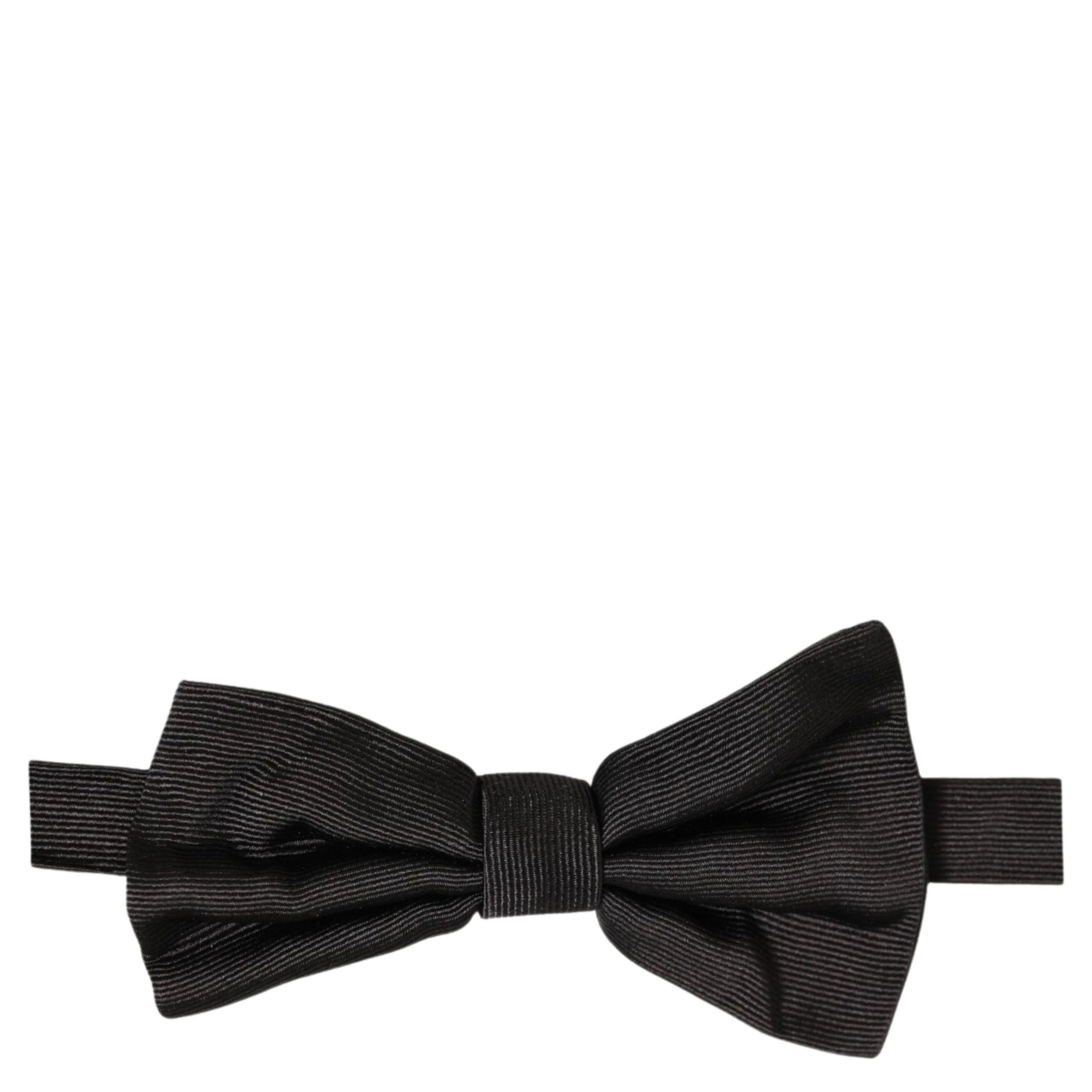 Men Black 100% Silk Adjustable Neck Papillon Bow Tie