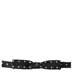Black White Polka Dot Adjustable Neck Papillon Bow Tie