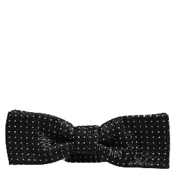 Black White Polka Dot Adjustable Neck Papillon Bow Tie