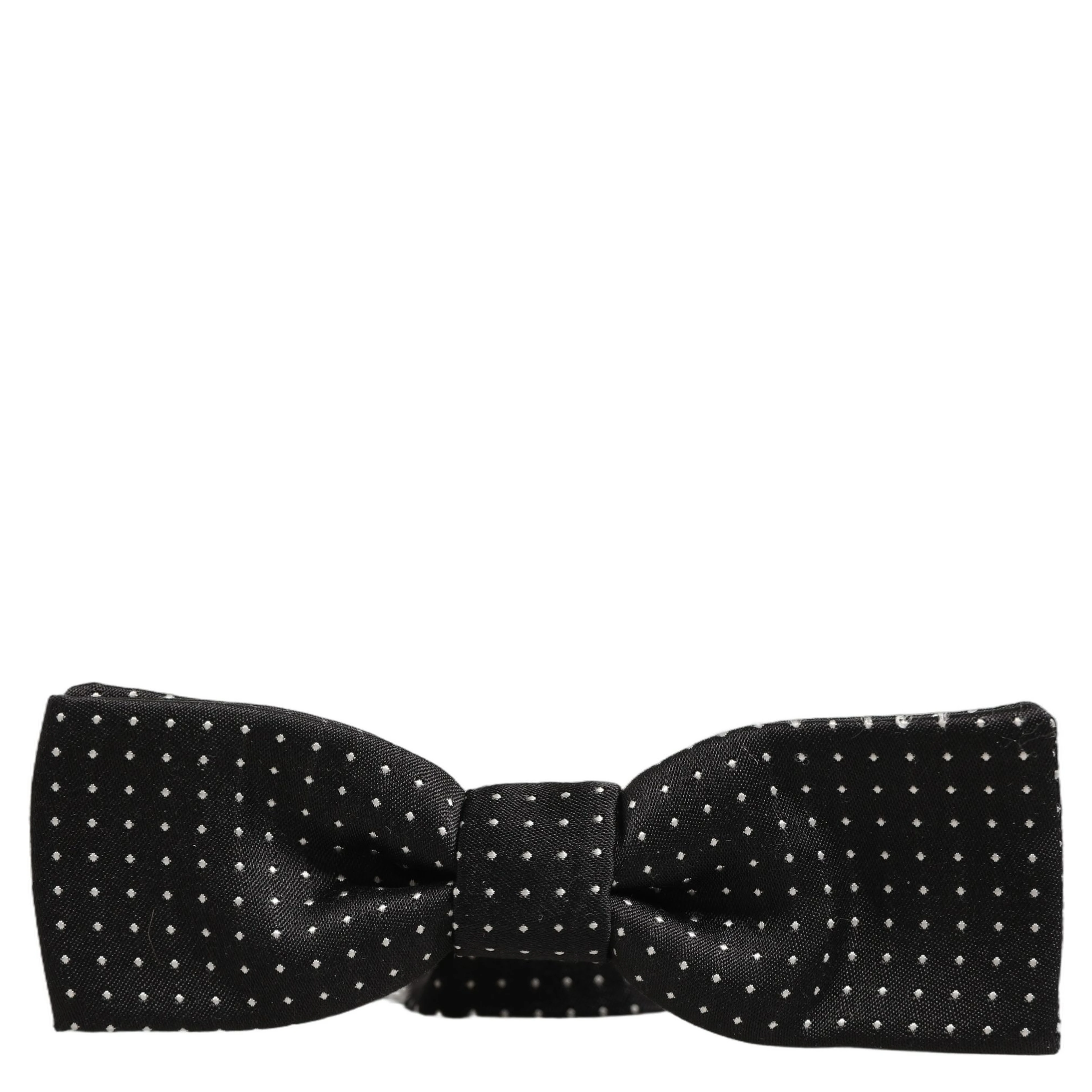 Black White Polka Dot Adjustable Neck Papillon Bow Tie
